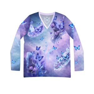 echoflame purple butterfly galaxy v neck long sleeve