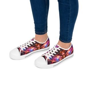 echoflame low top sneakers — vibrant cosmic dragonfly floral design