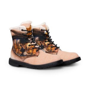 echoflame victorian couple dance boots | fur lined leather boots