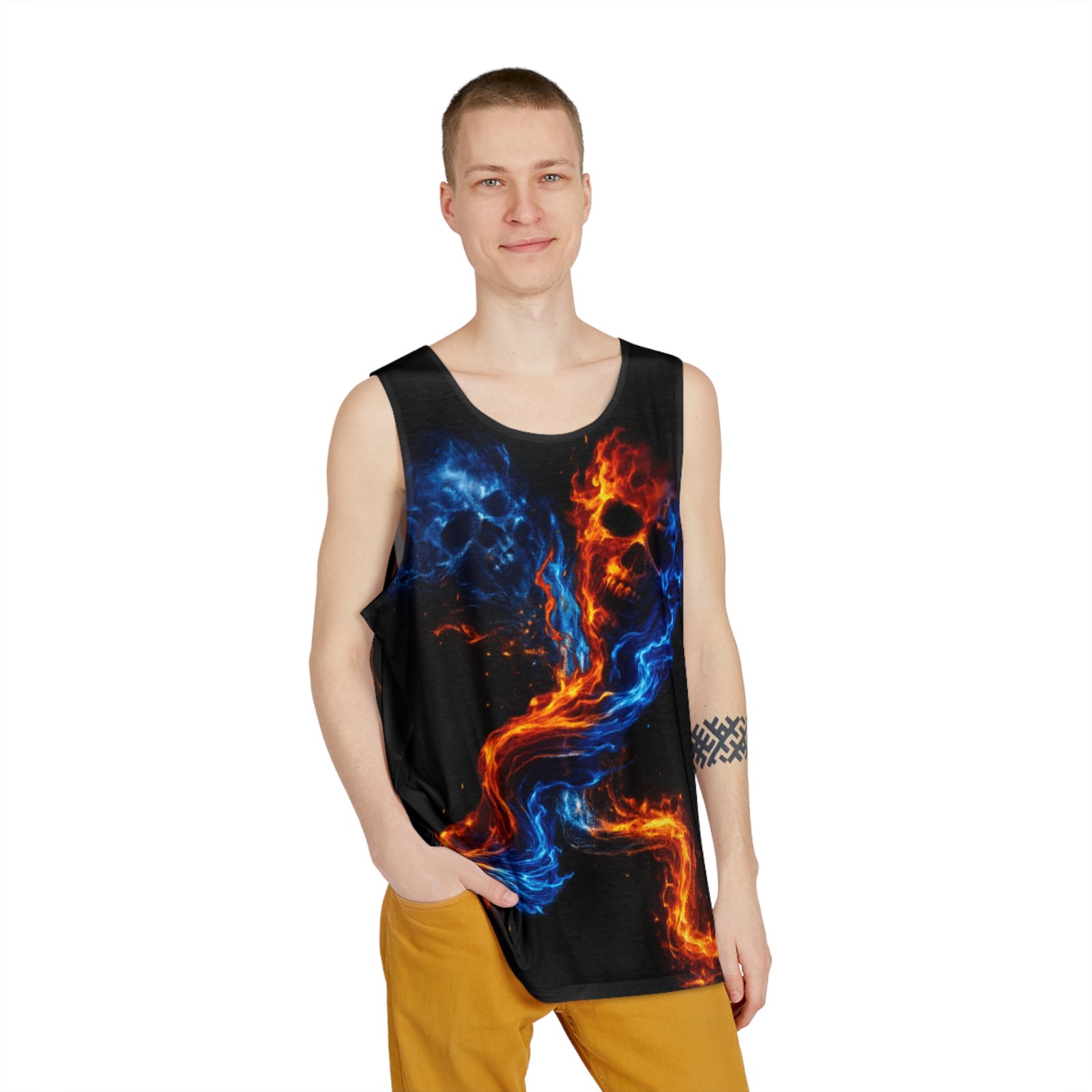 echoflame smoking skull tank | all over print echoflame smoking skull tank | all over print
