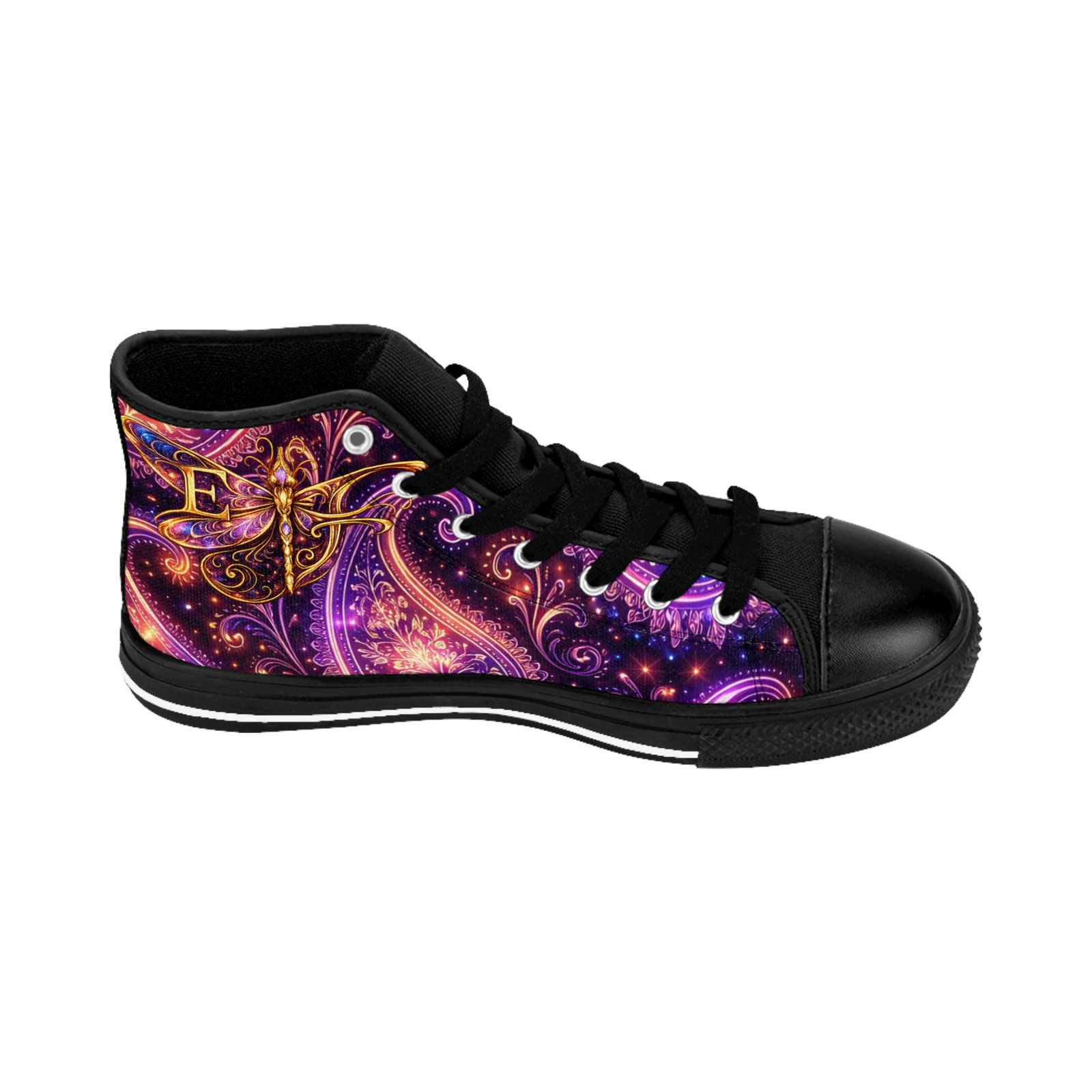 echoflame high top sneakers — purple fantasy dragonfly design echoflame high top sneakers — purple fantasy dragonfly design