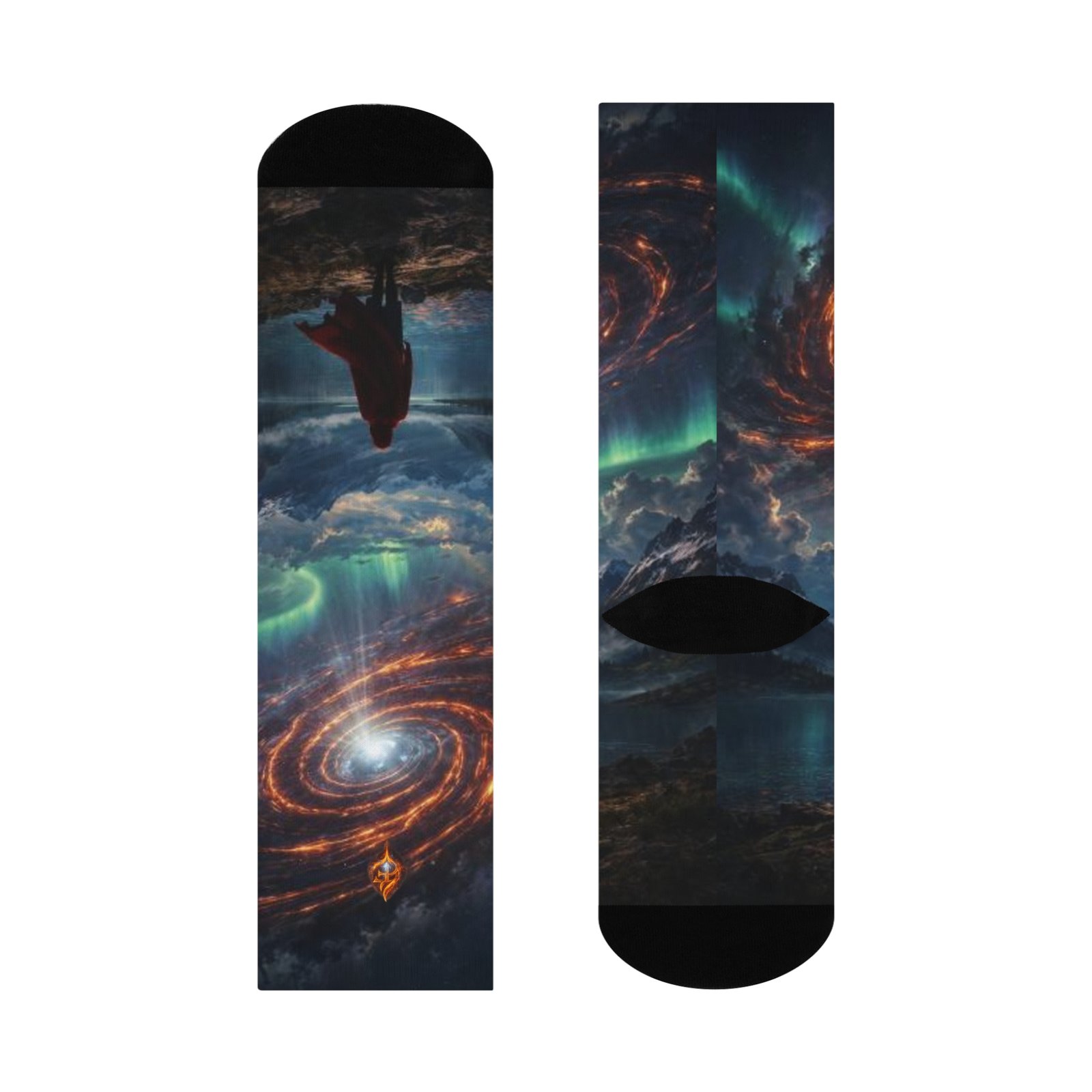 echoflame galactic aurora spiral crew socks | space night sky socks echoflame galactic aurora spiral crew socks | space night sky socks