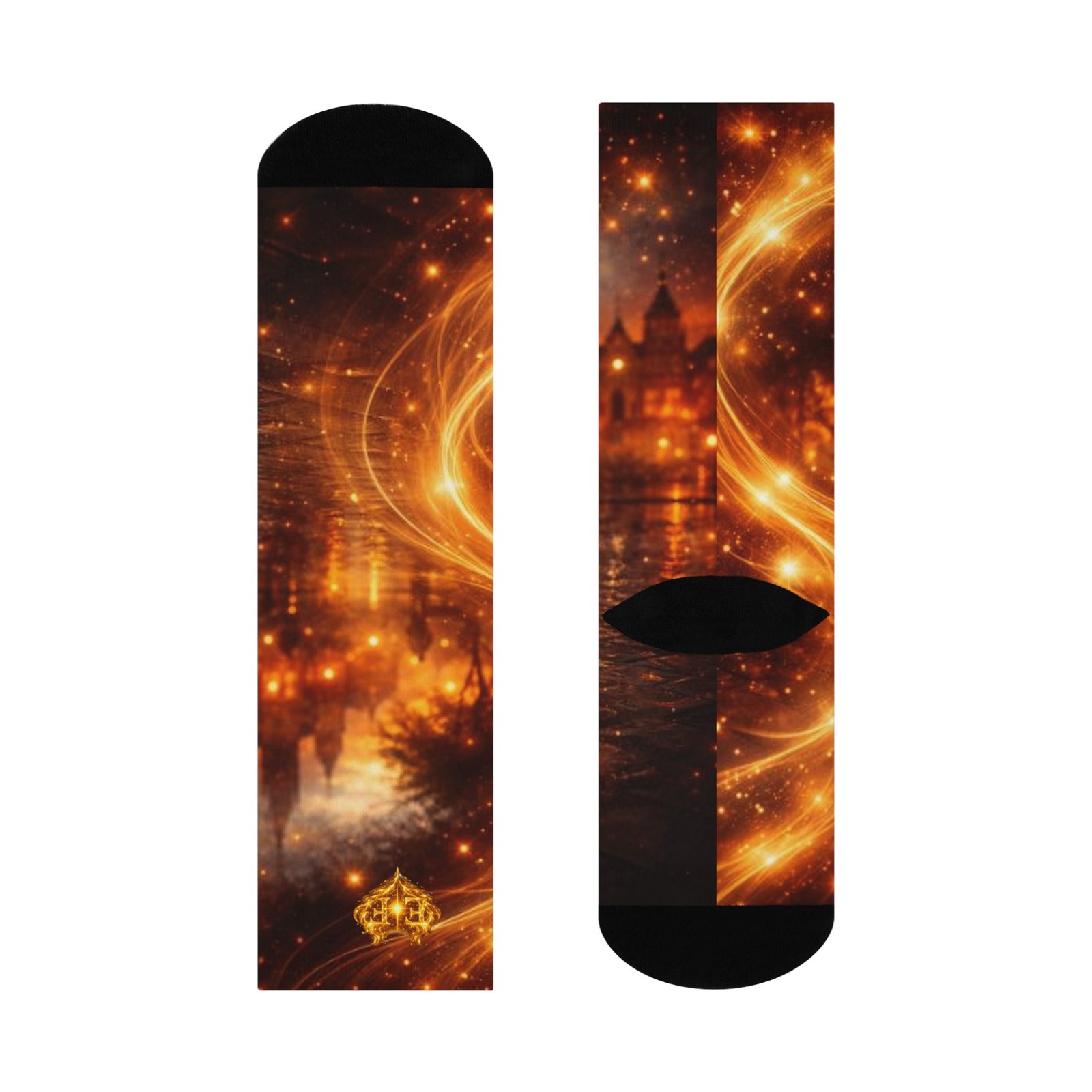 echoflame galaxy castle crew socks — golden starry night cushion crew echoflame galaxy castle crew socks — golden starry night cushion crew