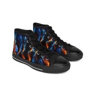 echoflame men's classic sneakers fiery skull high top design