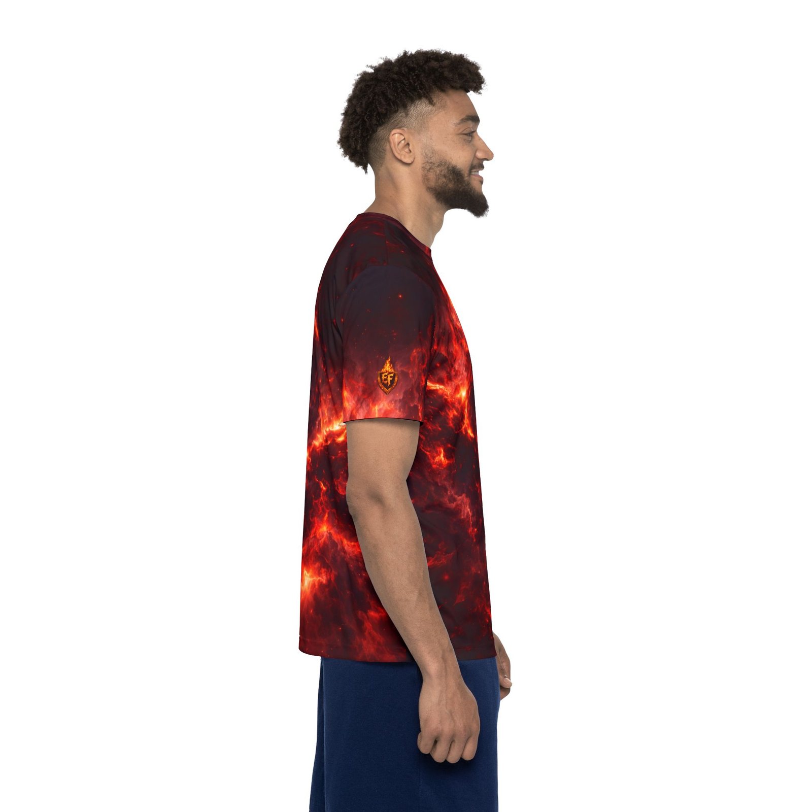 echoflame men's flame nebula sports jersey — fiery ef logo athletic tee echoflame men's flame nebula sports jersey — fiery ef logo athletic tee