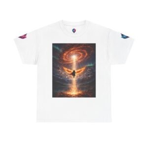 echoflame cosmic ascension tee — angelic phoenix galaxy graphic t shirt