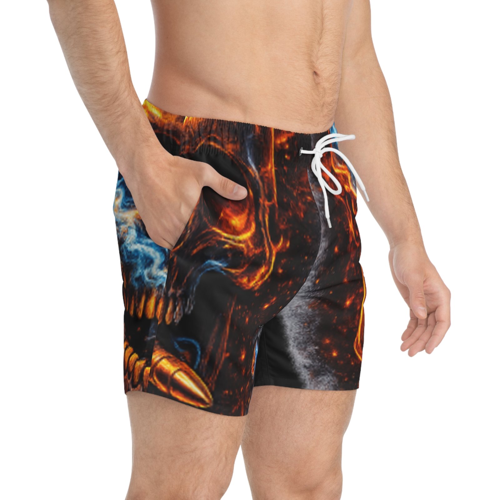 echoflame fiery skull flames swim trunks | all over print echoflame fiery skull flames swim trunks | all over print
