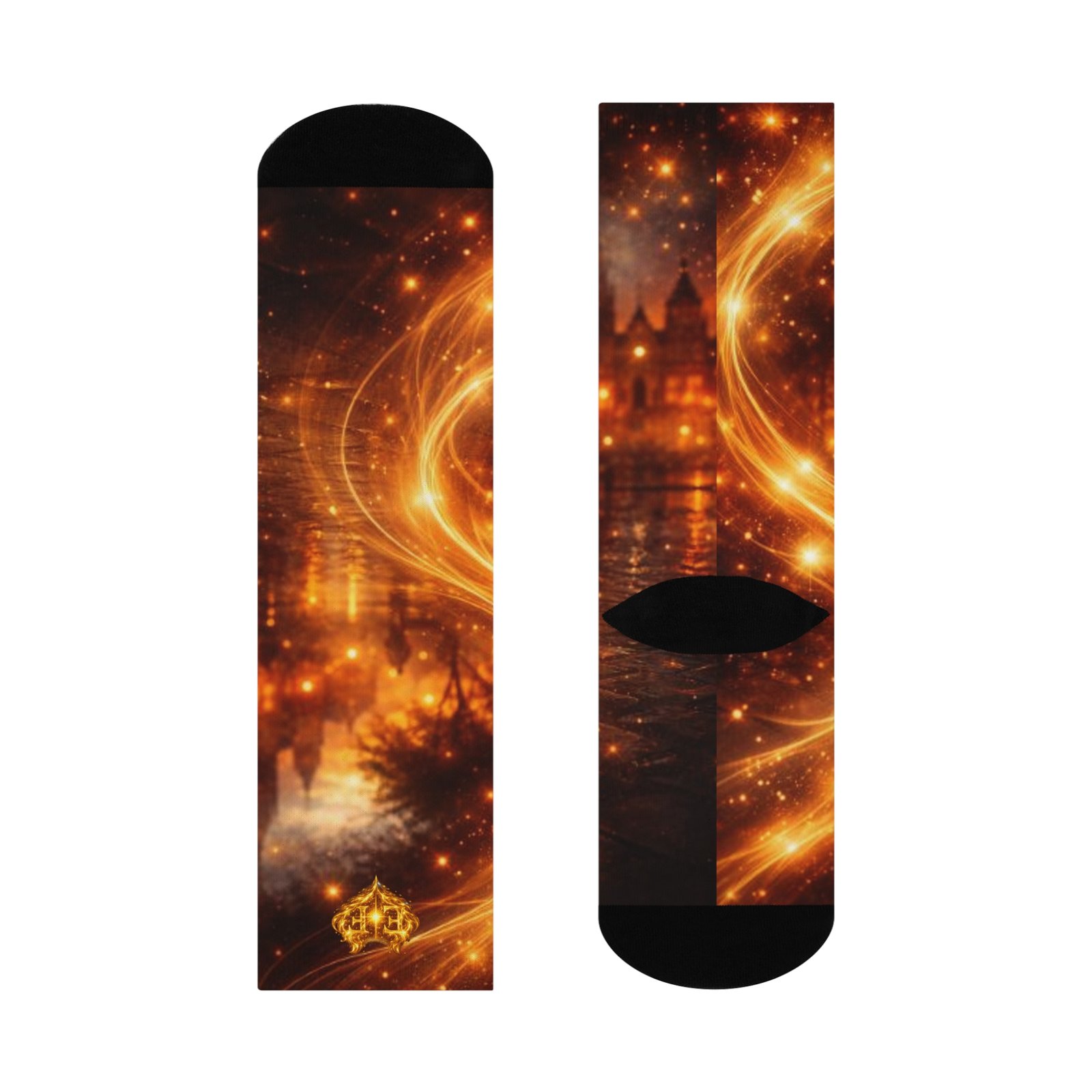 echoflame galaxy castle crew socks — golden starry night cushion crew echoflame galaxy castle crew socks — golden starry night cushion crew