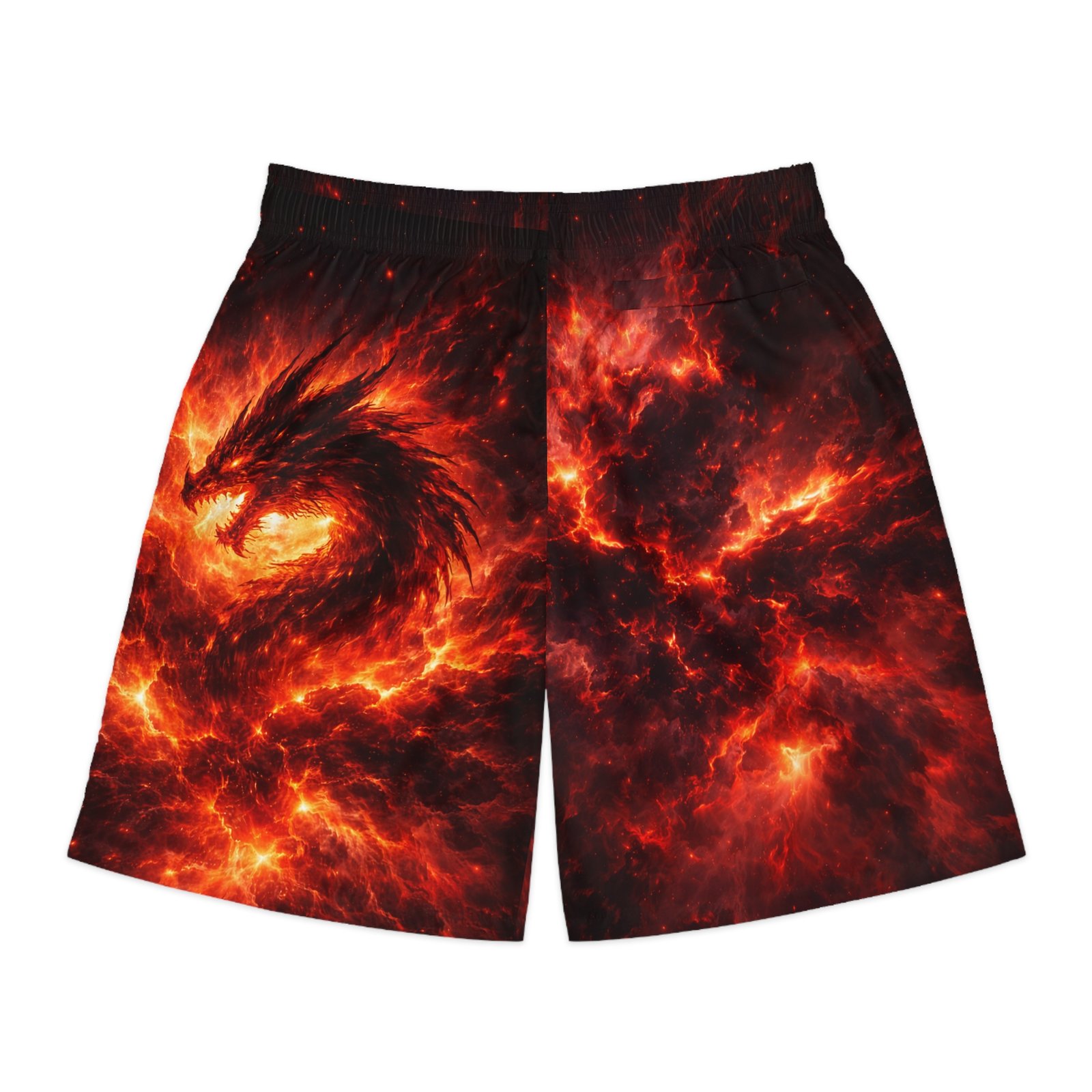 echoflame fire dragon jogger shorts — fiery all over print men's athletic shorts echoflame fire dragon jogger shorts — fiery all over print men's athletic shorts