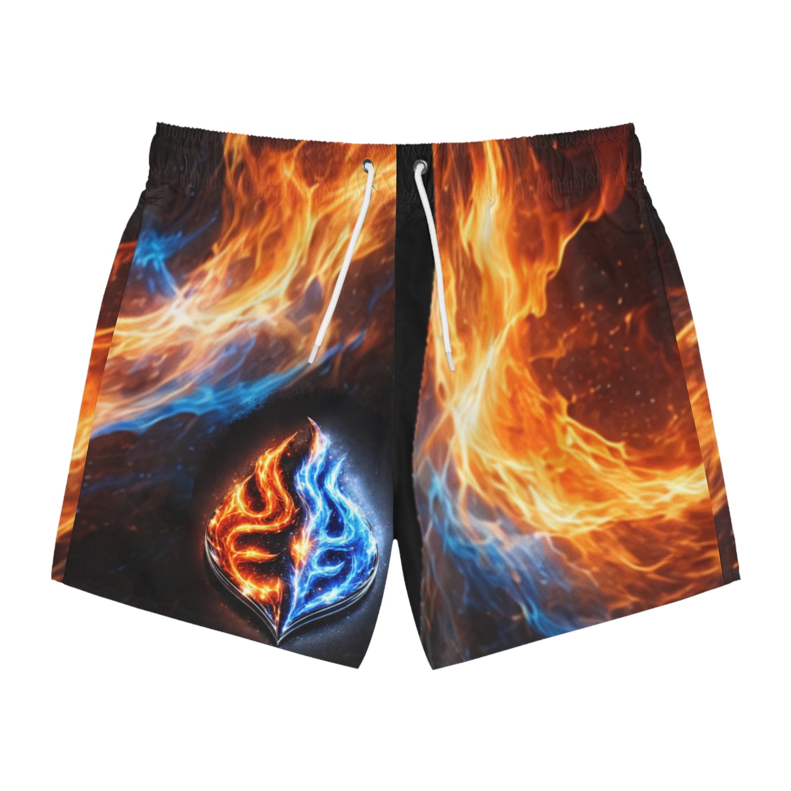 echoflame fire and ice emblem swim trunks | flame wave all over print echoflame fire and ice emblem swim trunks | flame wave all over print