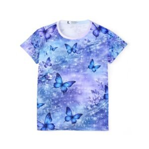 echoflame blue butterfly pattern tee women all over print aesthetic nature t shirt