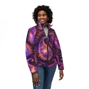 echoflame dragonfly paisley puffer jacket — women's winter coat