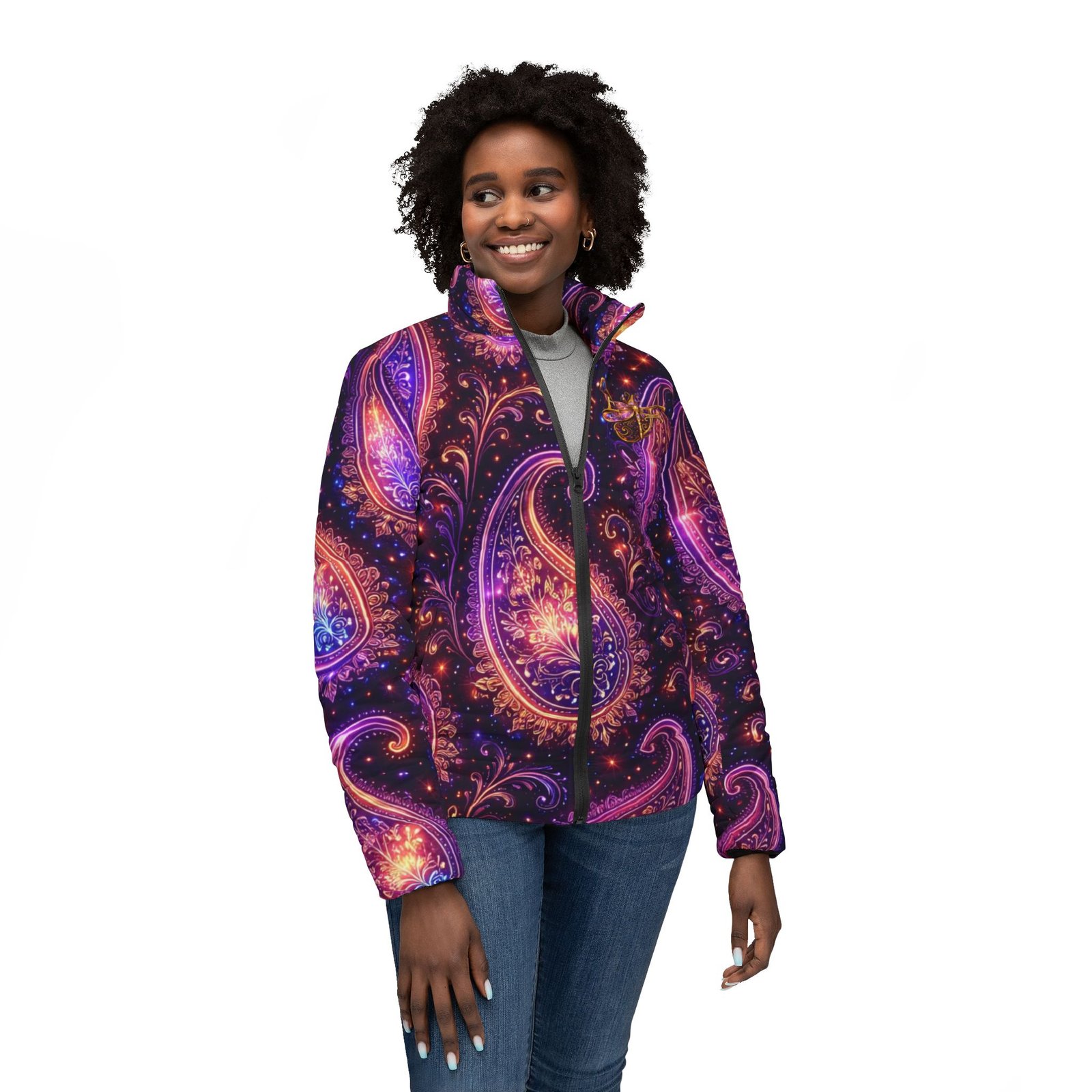 echoflame dragonfly paisley puffer jacket — women's winter coat echoflame dragonfly paisley puffer jacket — women's winter coat