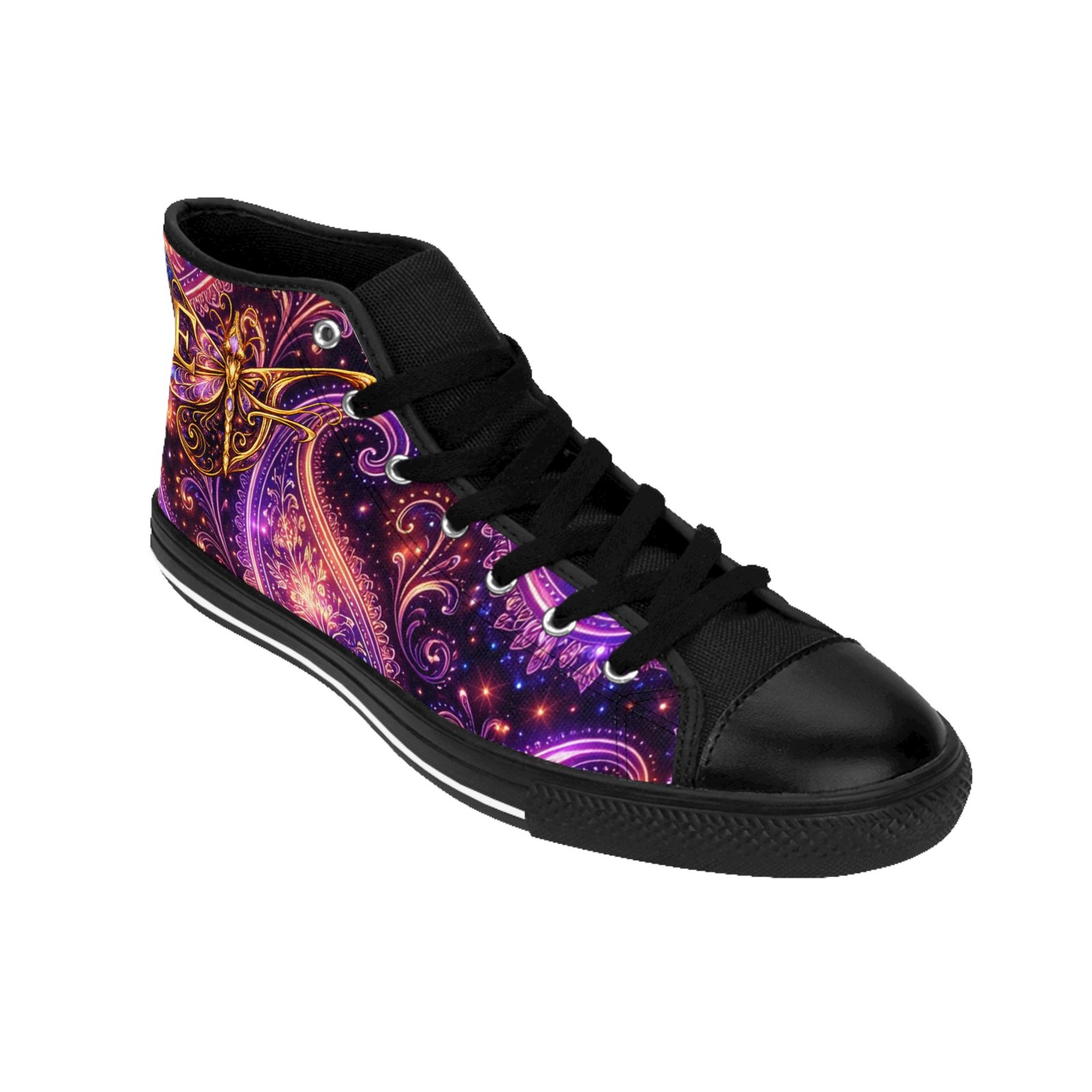 echoflame high top sneakers — purple fantasy dragonfly design echoflame high top sneakers — purple fantasy dragonfly design