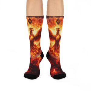 echoflame flaming phoenix cushioned crew socks | fire bird sock