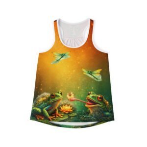 echoflame frog and firefly womens tank top whimsical nature all over print