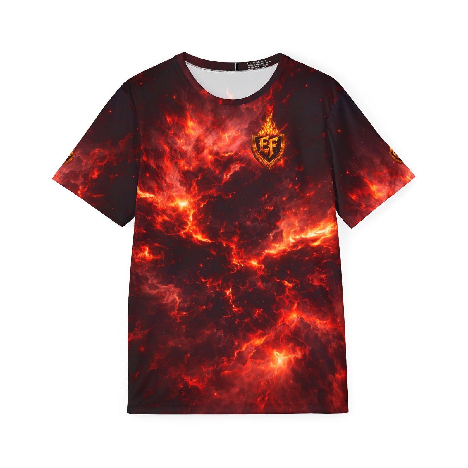 echoflame men's flame nebula sports jersey — fiery ef logo athletic tee echoflame men's flame nebula sports jersey — fiery ef logo athletic tee