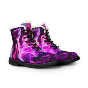 echoflame purple nebula lace up boots | fur lined leather ankle boots