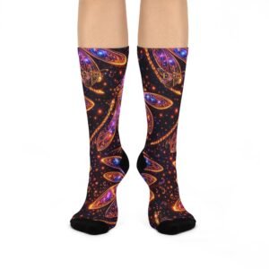echoflame dragonfly crew socks — colorful cosmic floral comfort