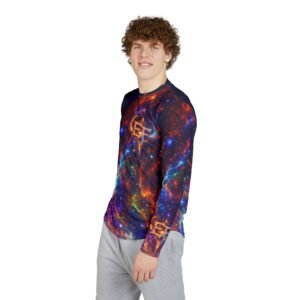echoflame galaxy flame logo long sleeve shirt — uv protection men's athletic top