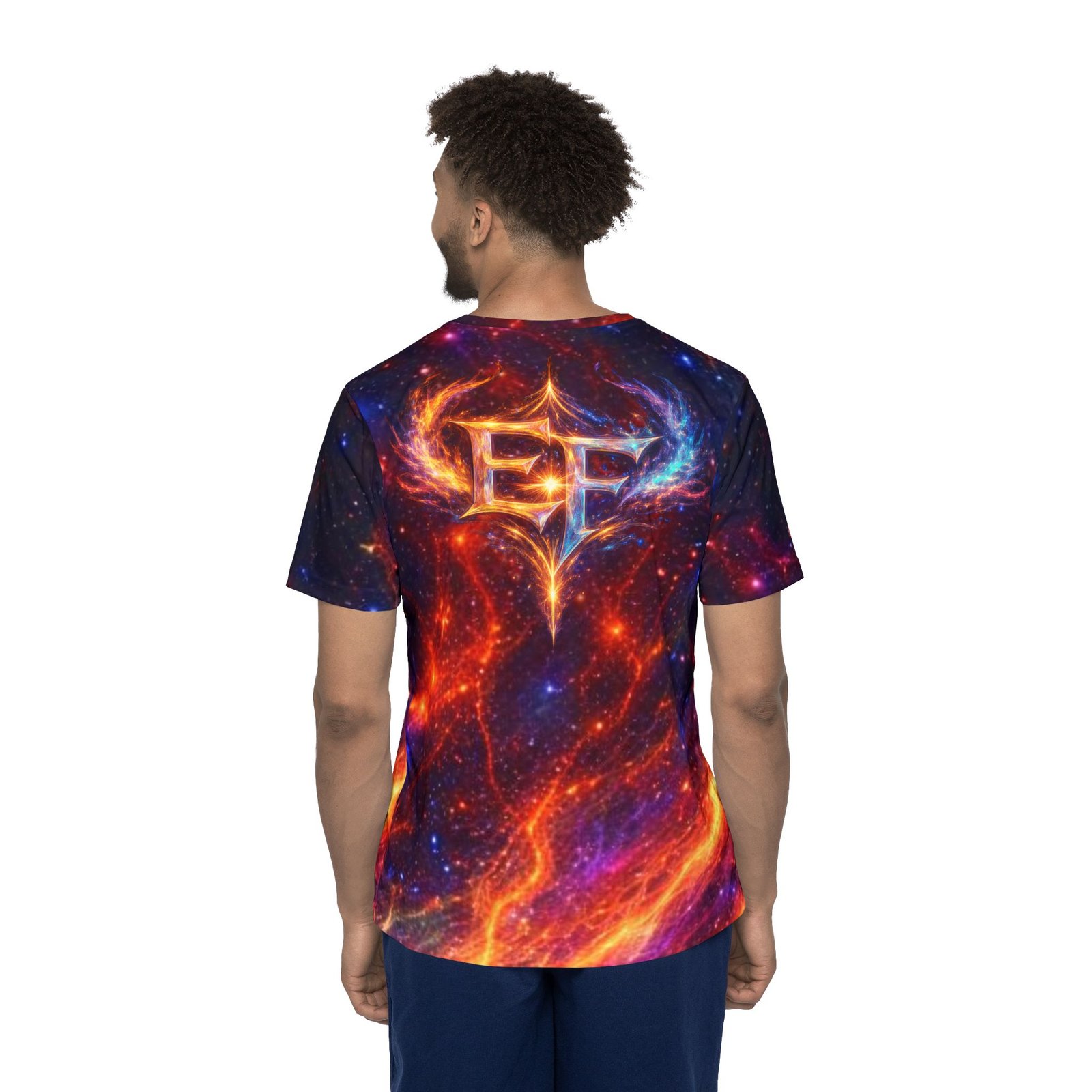 echoflame galaxy flame sports jersey — fiery cosmic all over print athletic tee echoflame galaxy flame sports jersey — fiery cosmic all over print athletic tee