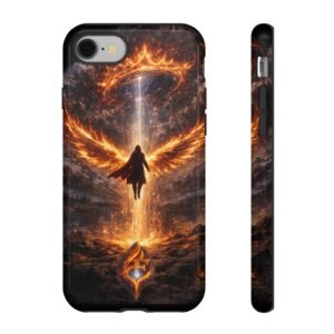 echoflame fiery angel wings phone case | tough case, celestial phoenix design