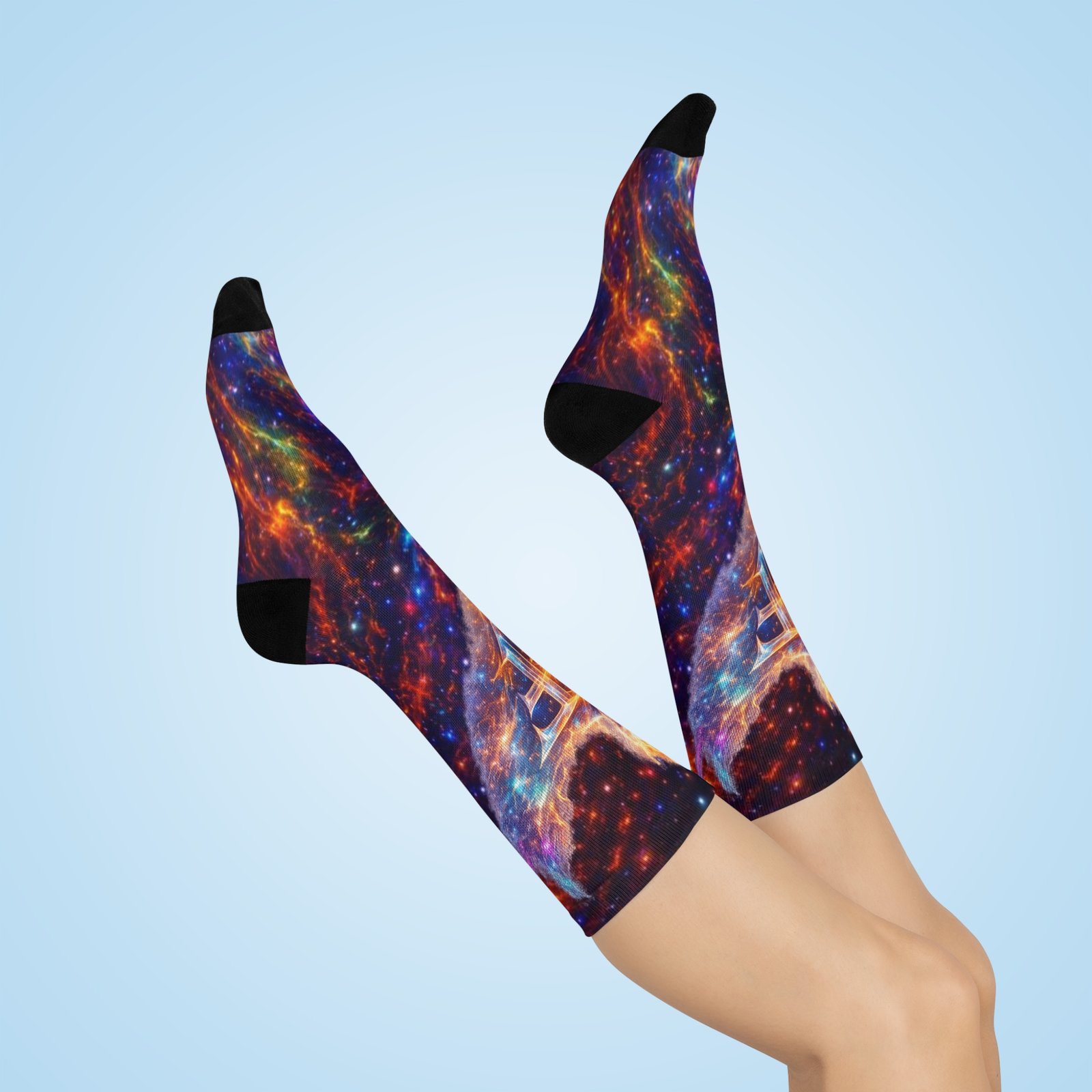 echoflame galaxy flame 'fe' cushioned crew socks — space nebula graphic socks echoflame galaxy flame 'fe' cushioned crew socks — space nebula graphic socks