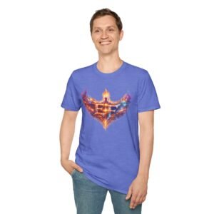 echoflame prism warrior t shirt — fiery angelic wings graphic tee
