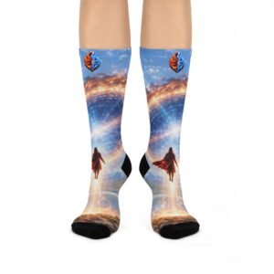 echoflame portal sunrise astronaut silhouette socks | cosmic vortex crew socks