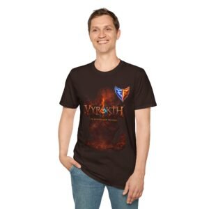 echoflame vyrakth dragon t shirt — fantasy dragon graphic tee (front logo, back dragon silhouette)