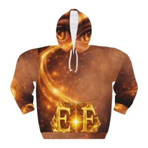 echoflame galaxy eye hoodie — golden cosmic all over print pullover