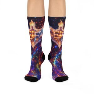 echoflame galaxy flame 'fe' cushioned crew socks — space nebula graphic socks
