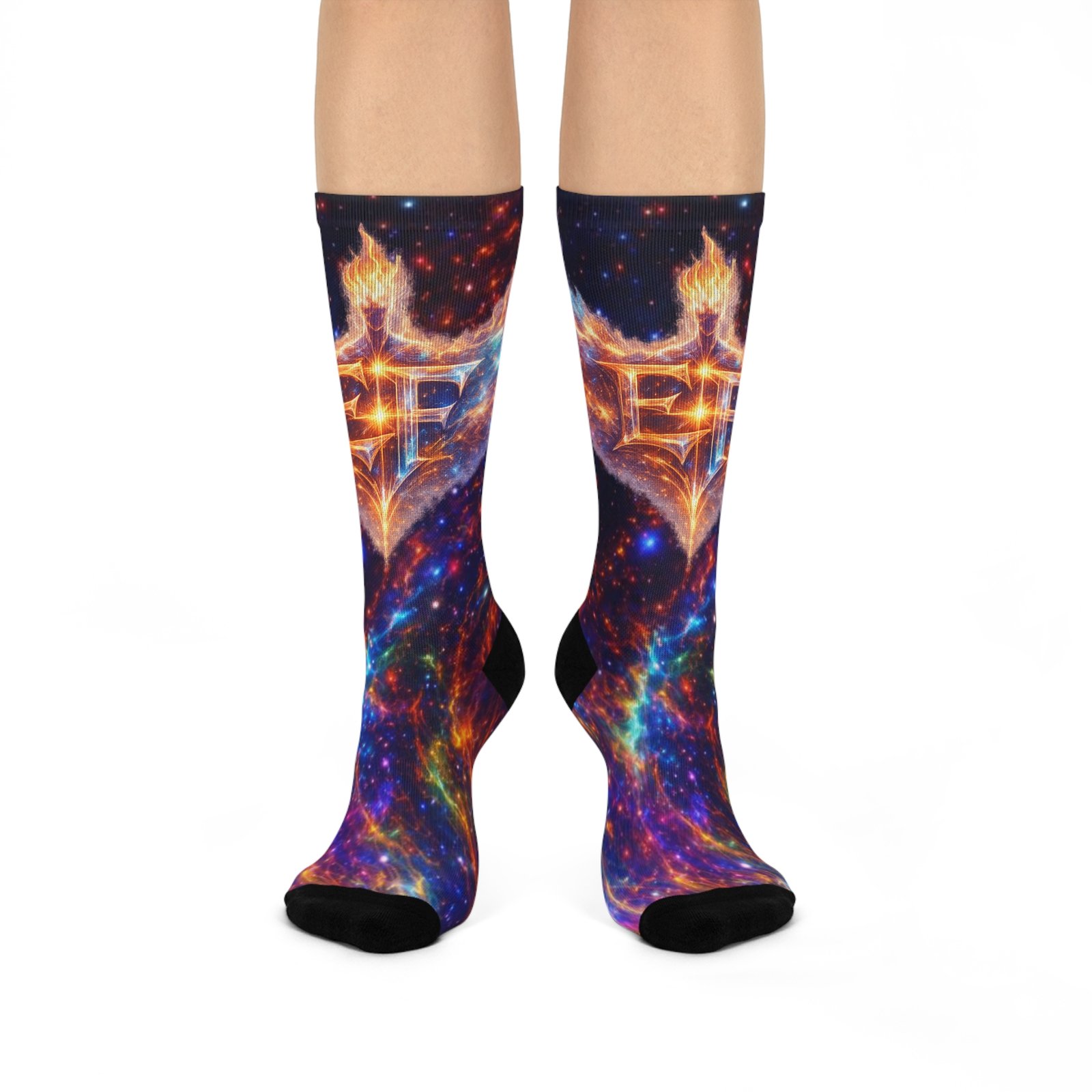 echoflame galaxy flame 'fe' cushioned crew socks — space nebula graphic socks echoflame galaxy flame 'fe' cushioned crew socks — space nebula graphic socks