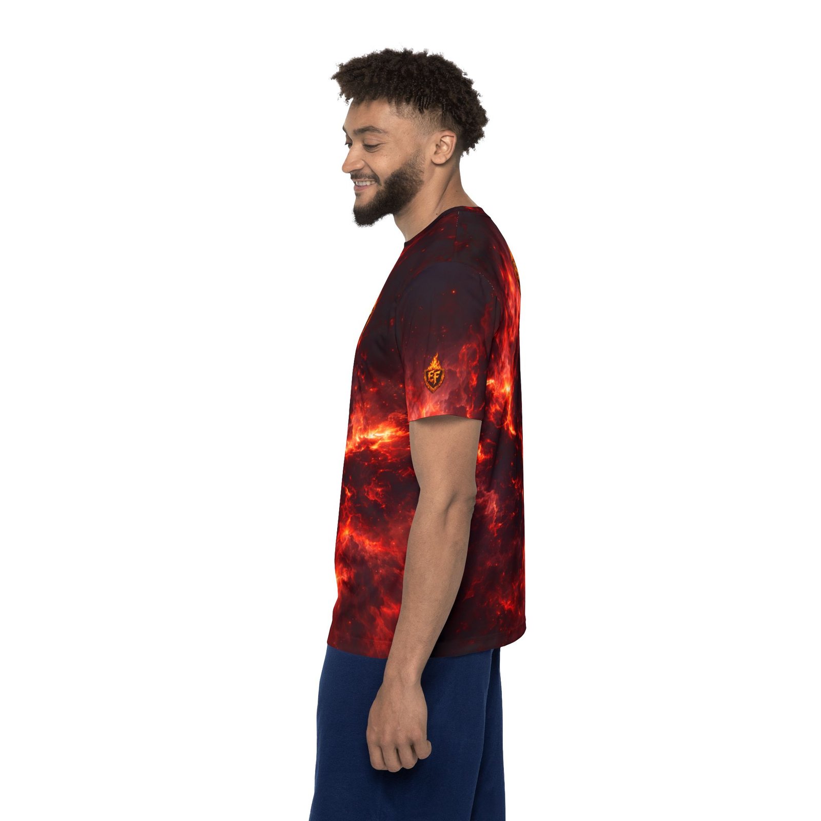 echoflame men's flame nebula sports jersey — fiery ef logo athletic tee echoflame men's flame nebula sports jersey — fiery ef logo athletic tee