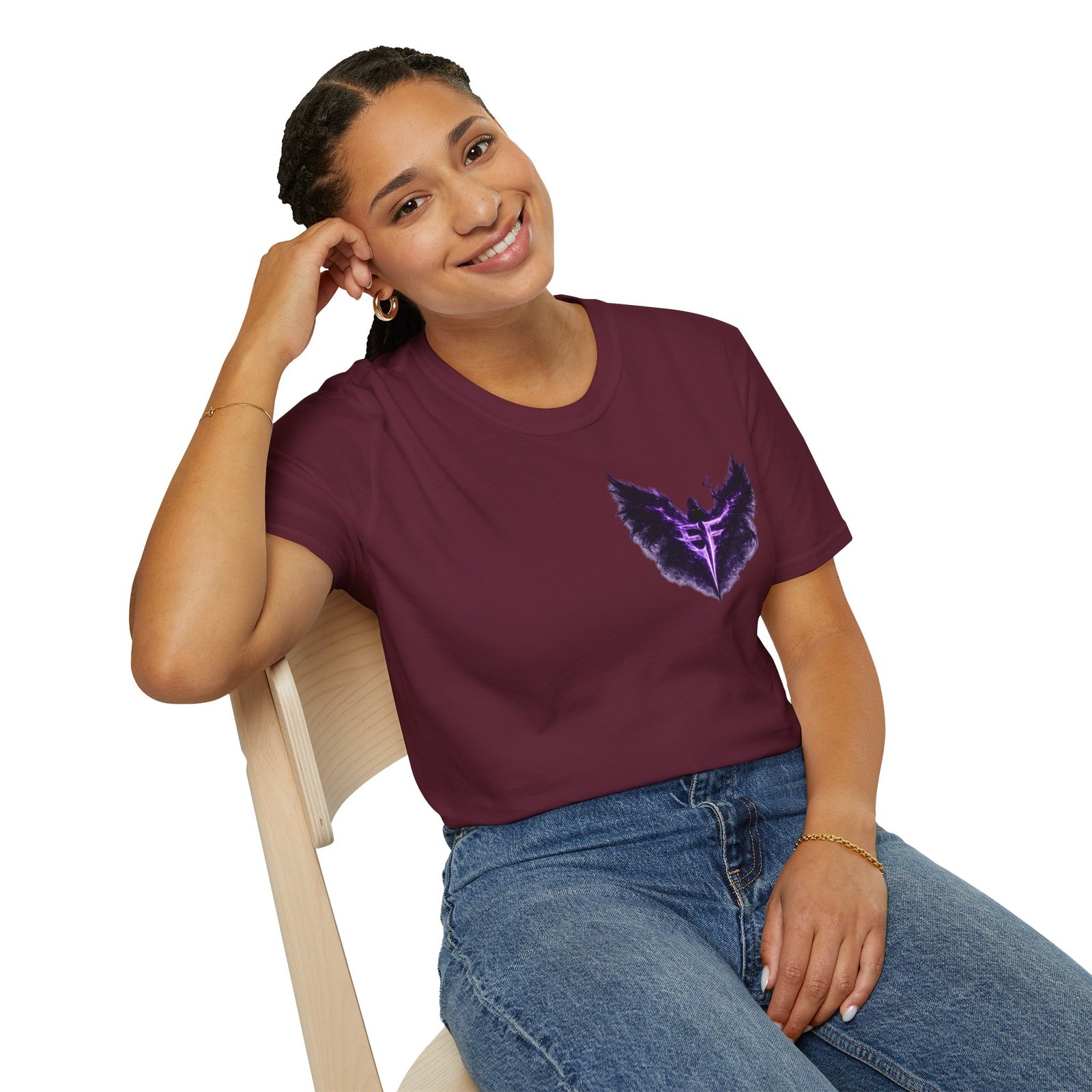 echoflame null seraph t shirt — purple fallen angel wings design echoflame null seraph t shirt — purple fallen angel wings design