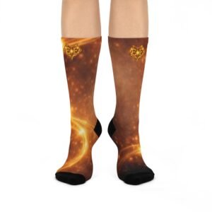 echoflame golden galaxy swirl cushioned crew socks | space nebula socks