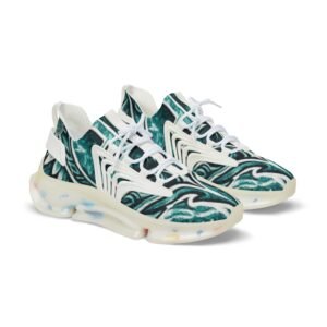echoflame teal marble wave men's sneakers | abstract swirl athletic shoes