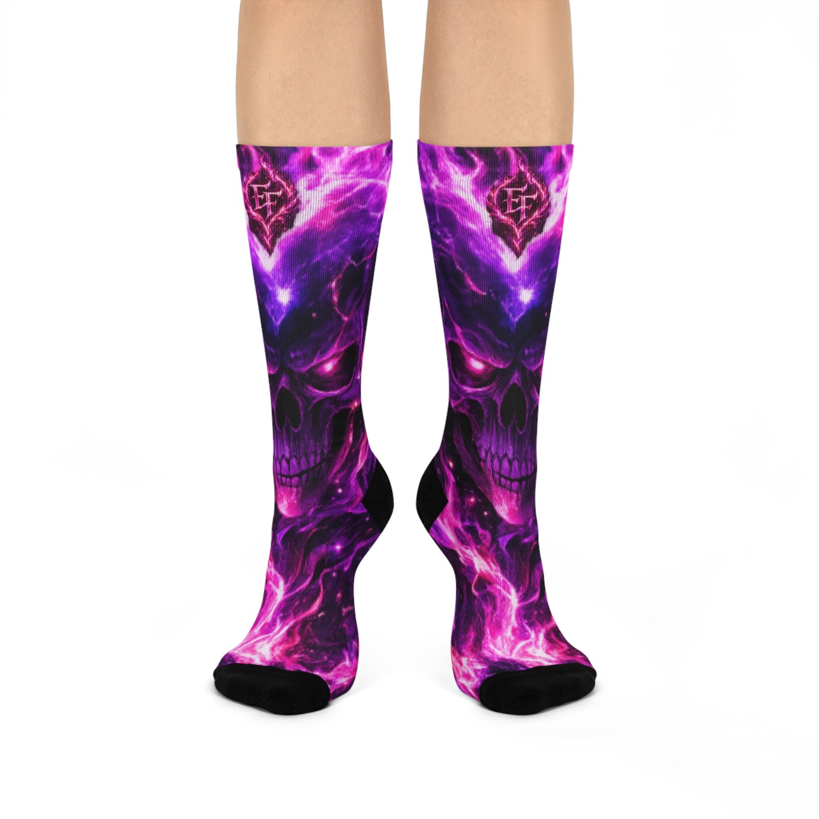 echoflame purple lightning skull cushioned crew socks | neon skull socks echoflame purple lightning skull cushioned crew socks | neon skull socks