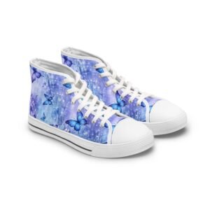 echoflame blue butterfly pattern women's high top sneakers | floral wings design