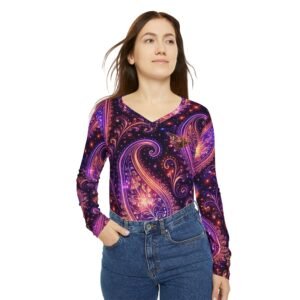 echoflame dragonfly paisley v neck long sleeve