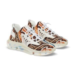 echoflame abstract swirl pattern men's mesh sneakers | blue brown athletic shoes