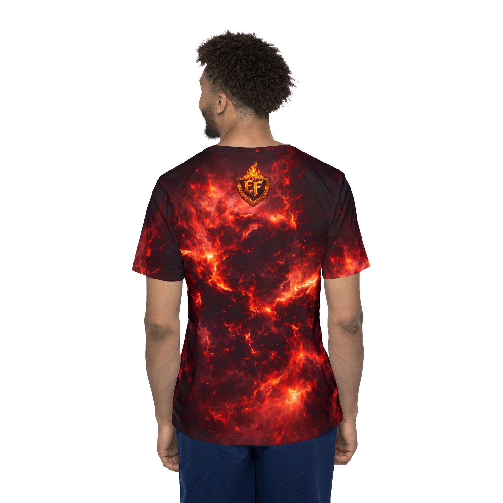 echoflame men's flame nebula sports jersey — fiery ef logo athletic tee echoflame men's flame nebula sports jersey — fiery ef logo athletic tee