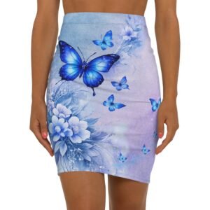 echoflame blue butterfly garden pencil skirt