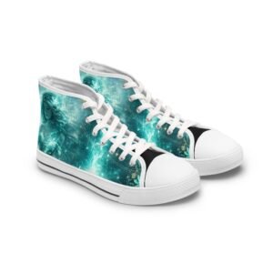 echoflame teal galaxy swirl high top sneakers | cosmic nebula print shoes