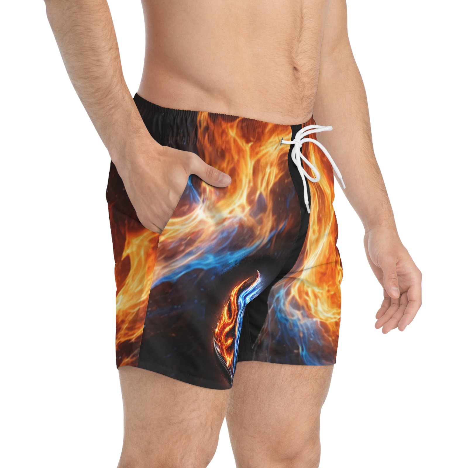 echoflame fire and ice emblem swim trunks | flame wave all over print echoflame fire and ice emblem swim trunks | flame wave all over print