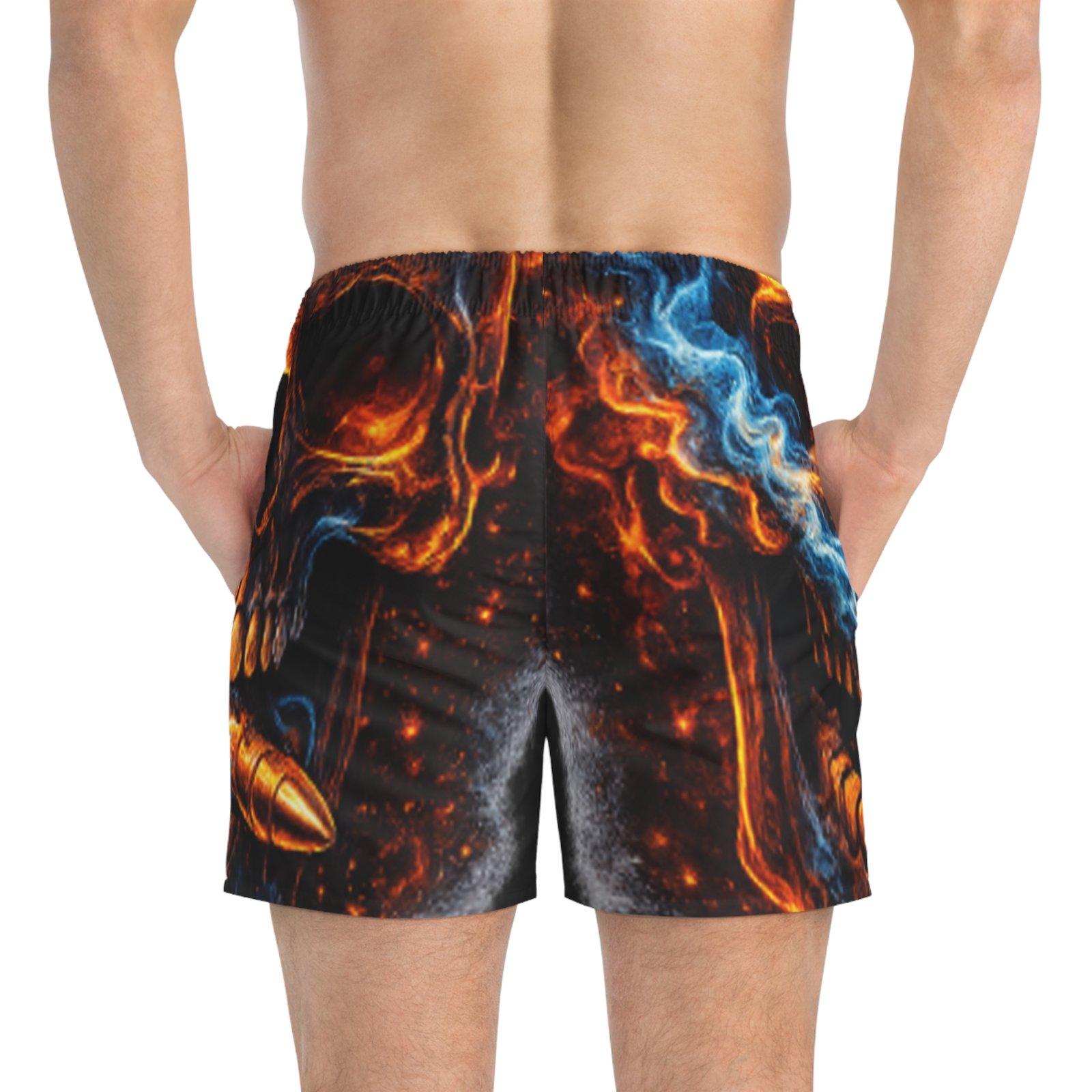echoflame fiery skull flames swim trunks | all over print echoflame fiery skull flames swim trunks | all over print