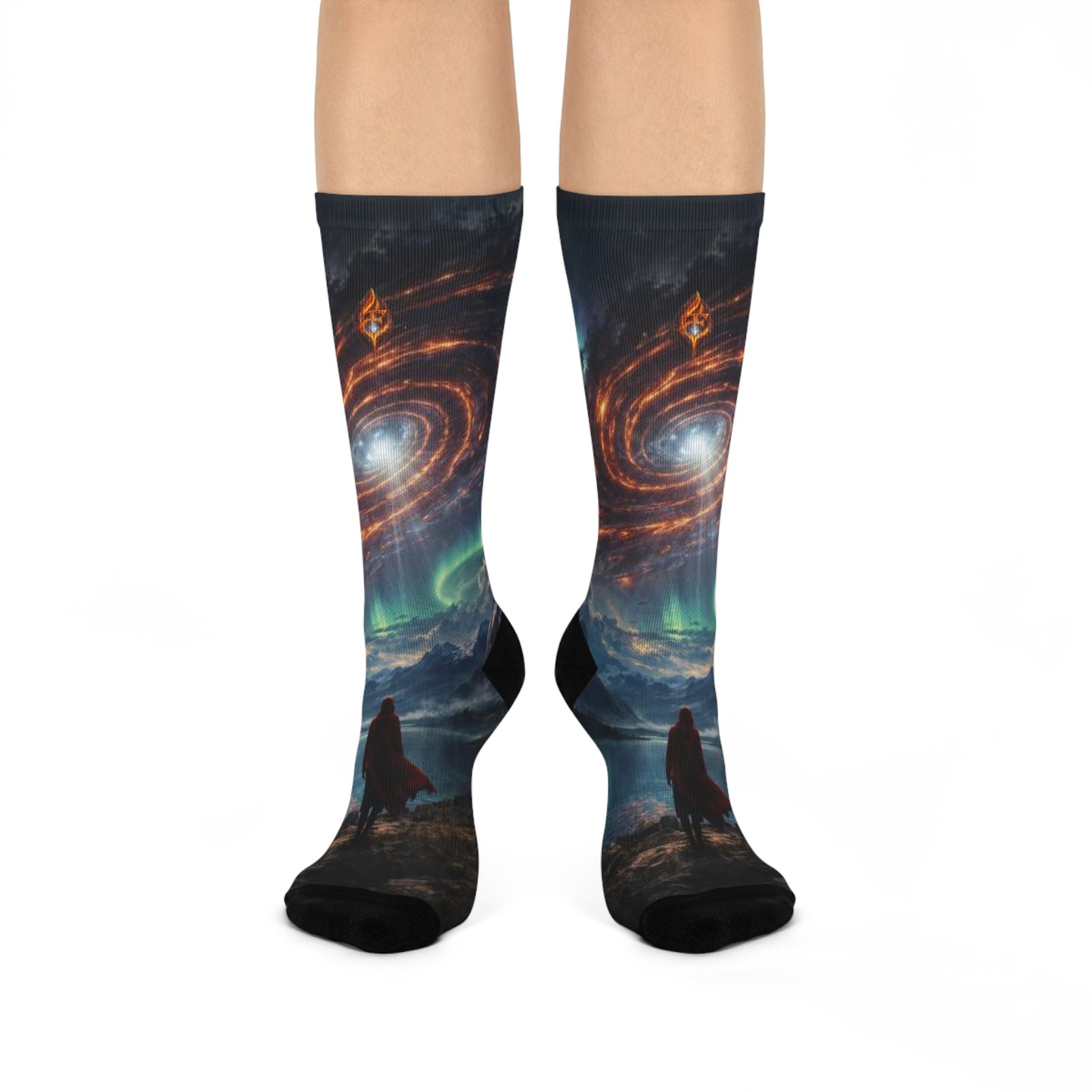 echoflame galactic aurora spiral crew socks | space night sky socks echoflame galactic aurora spiral crew socks | space night sky socks