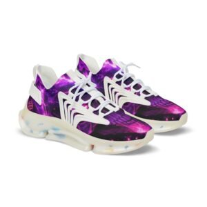 echoflame purple skull pattern men's mesh sneakers | neon gothic athletic shoes