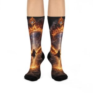 echoflame fiery phoenix cosmic portal crew socks