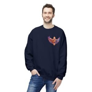 echoflame prism crewneck sweatshirt — mystic winged guardian design
